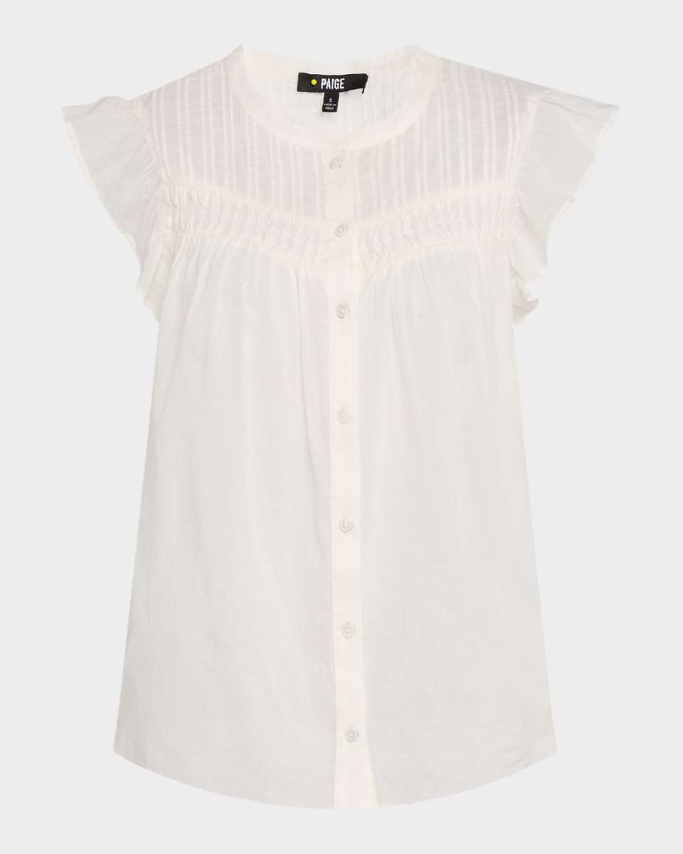 Levanto Ruffle Short-Sleeve Button-Down Blous
